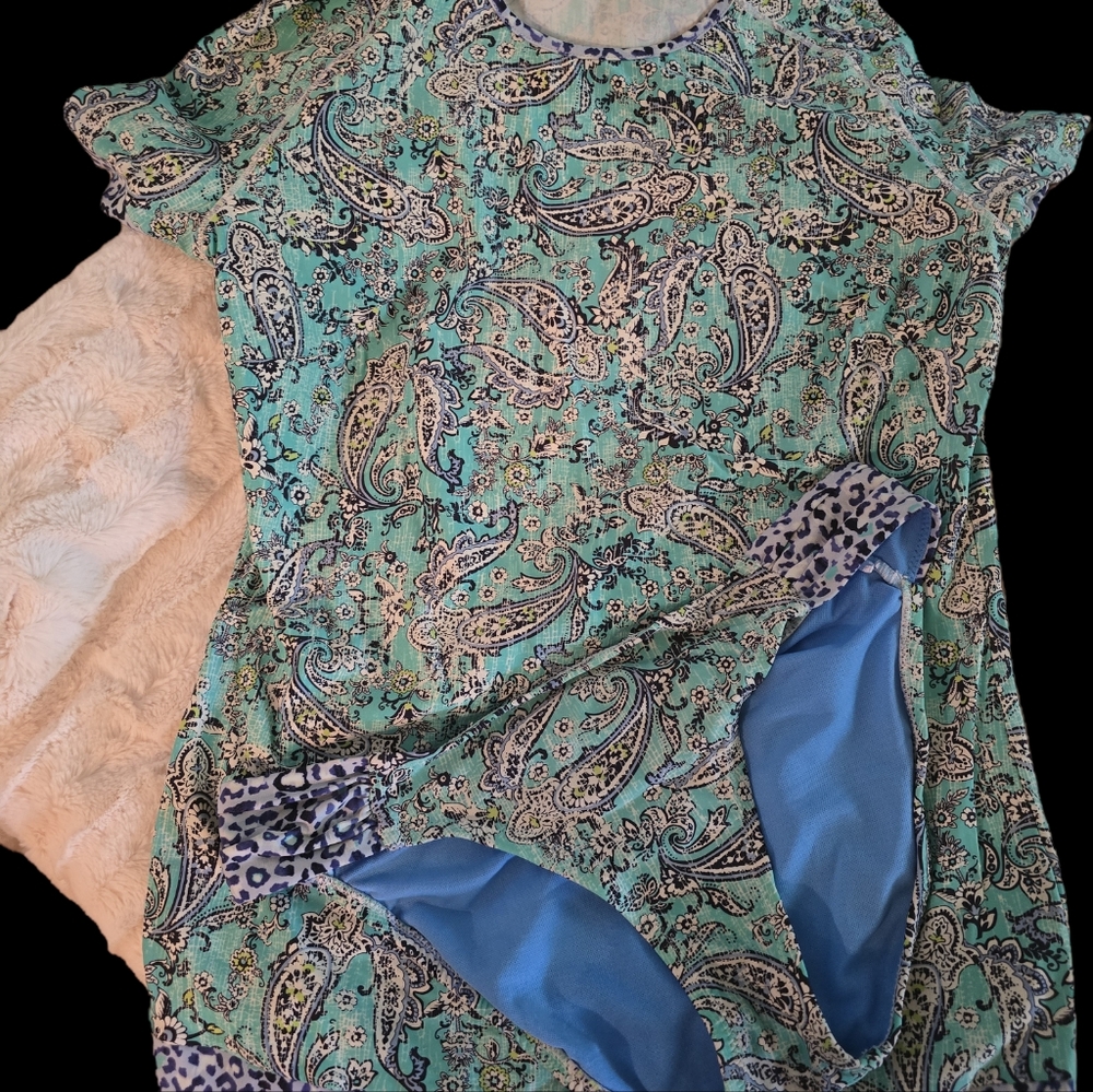 Bikini Bottom & Matching  Medium Paisley Rash Guard By Profile Blush